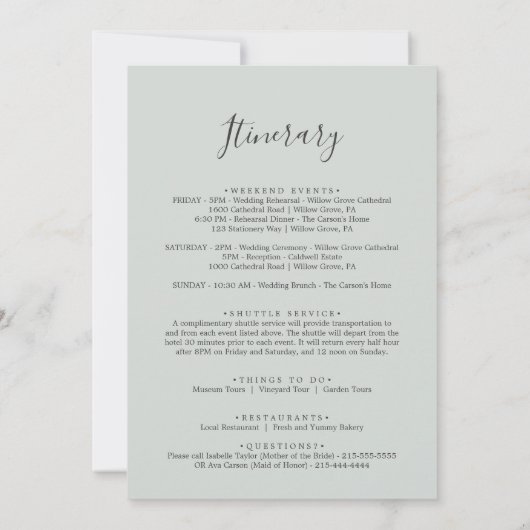 絵を描結婚フローラの案内書と旅程 (裏面)