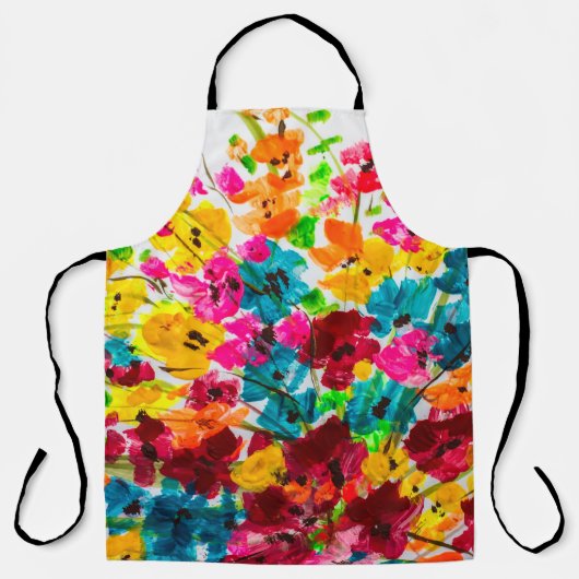 絵を描絵を描絵を描の花の質感 エプロン (正面)