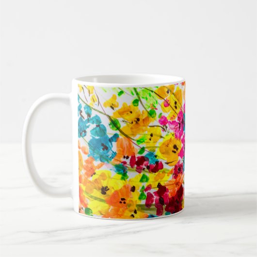 絵を描絵を描絵を描の花の質感 コーヒーマグカップ (左)