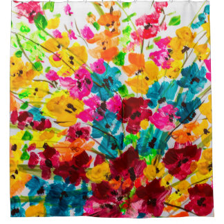 絵を描絵を描絵を描の花の質感 シャワーカーテン