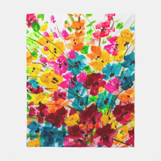 絵を描絵を描絵を描の花の質感 フリースブランケット (正面)