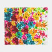 絵を描絵を描絵を描の花の質感 フリースブランケット (正面(横))