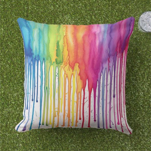 絵を描絵を描虹の水の色抽象芸術 アウトドアクッション (芝生)