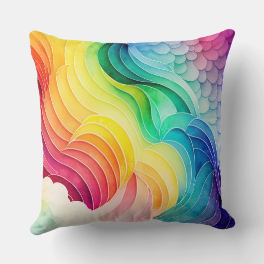 絵を描絵を描虹の水の色抽象芸術 クッション (裏面)