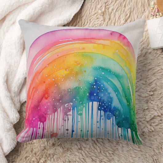 絵を描絵を描虹の水の色抽象芸術 クッション (ブランケット)