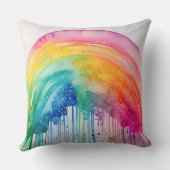 絵を描絵を描虹の水の色抽象芸術 クッション (裏面)