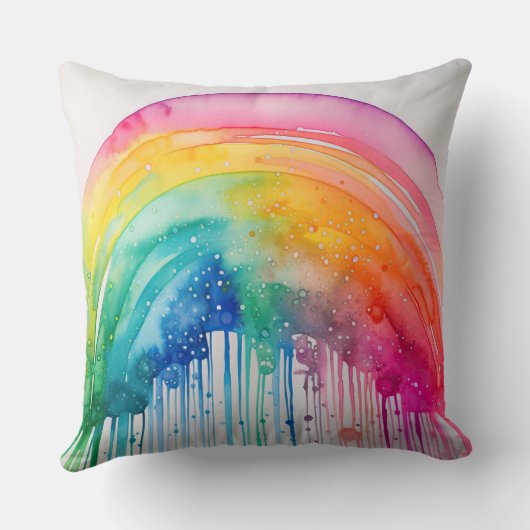 絵を描絵を描虹の水の色抽象芸術 クッション (裏面)