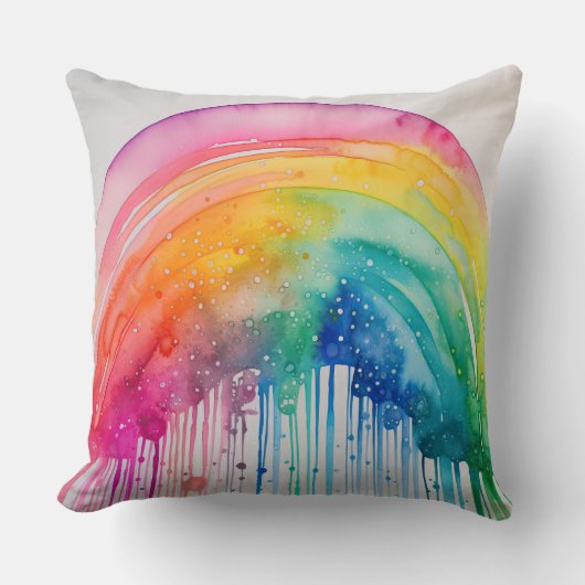 絵を描絵を描虹の水の色抽象芸術 クッション (正面)