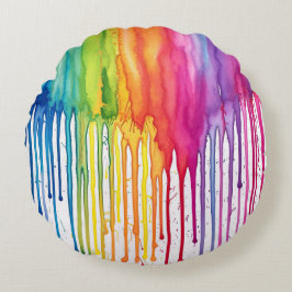 絵を描絵を描虹の水の色抽象芸術 ラウンドクッション
