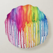 絵を描絵を描虹の水の色抽象芸術 ラウンドクッション (裏面)