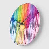 絵を描絵を描虹の水の色抽象芸術 ラージ壁時計 (傾斜)
