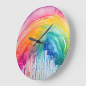 絵を描絵を描虹の水の色抽象芸術 ラージ壁時計 (傾斜)