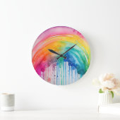 絵を描絵を描虹の水の色抽象芸術 ラージ壁時計 (ホーム)