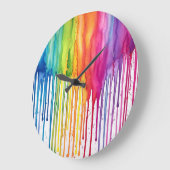 絵を描絵を描虹の水の色抽象芸術 ラージ壁時計 (傾斜)