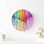 絵を描絵を描虹の水の色抽象芸術 ラージ壁時計 (ホーム)