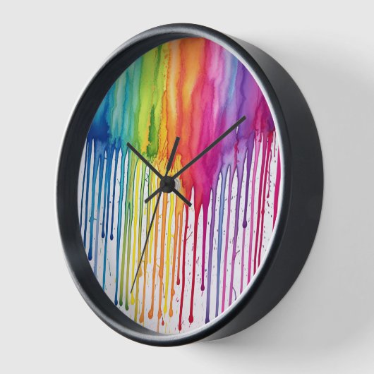 絵を描絵を描虹の水の色抽象芸術 壁時計 (傾斜)
