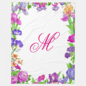 絵を描縁ど花枠 フリースブランケット (正面)