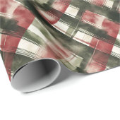 絵を描脳卒中赤と緑の格子縞 ラッピングペーパー (ロールコーナー)