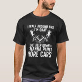 絵を描自動車体ペイ車のント Tシャツ (正面)