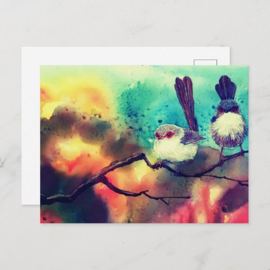 絵を描自然枝鳥金属製 シーズンポストカード (正面/裏面)
