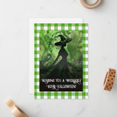 絵を描良い魔女ハロウィーン ノートカード (正面/裏面インサイチュ)