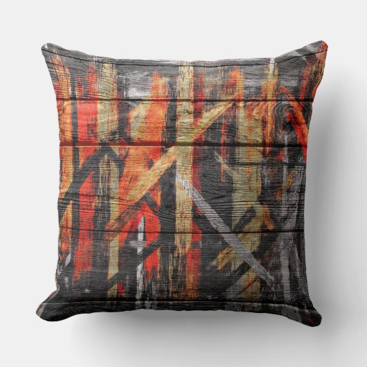 絵を描色木目#2 クッション (正面)