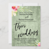 絵を描花カジュアル生木結婚の脚本 招待状 (正面)