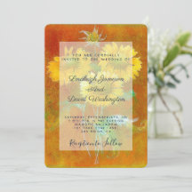 絵を描花結婚式招待状