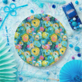 絵を描花芸術夏カラフルのフローラおもしろい ペーパープレート (パーティー)