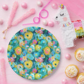 絵を描花芸術夏カラフルのフローラおもしろい ペーパープレート (パーティー)