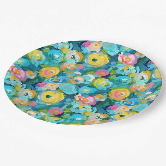 絵を描花芸術夏カラフルのフローラおもしろい ペーパープレート (アングル)