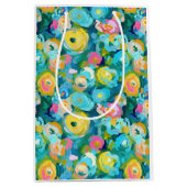 絵を描花芸術夏カラフルのフローラおもしろい ミディアムペーパーバッグ (正面)