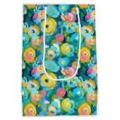 絵を描花芸術夏カラフルのフローラおもしろい ミディアムペーパーバッグ (裏面)