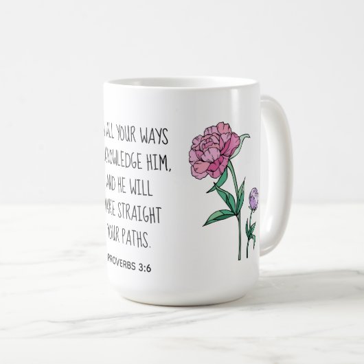 絵を描花、箴言3:6の節を持つ コーヒーマグカップ (正面右)