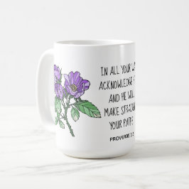 絵を描花、箴言3:6の節を持つ コーヒーマグカップ