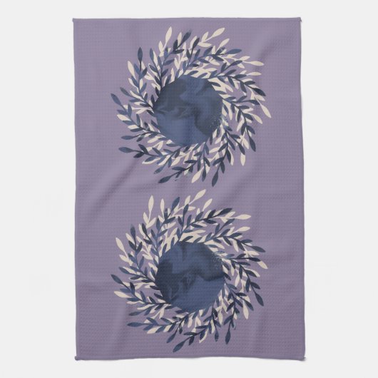 絵を描葉月桂樹は大理石の皿を渦巻く キッチンタオル (縦)