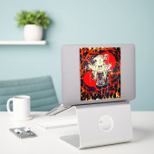 絵を描虎スカル シール (デスク上のノートパソコン)