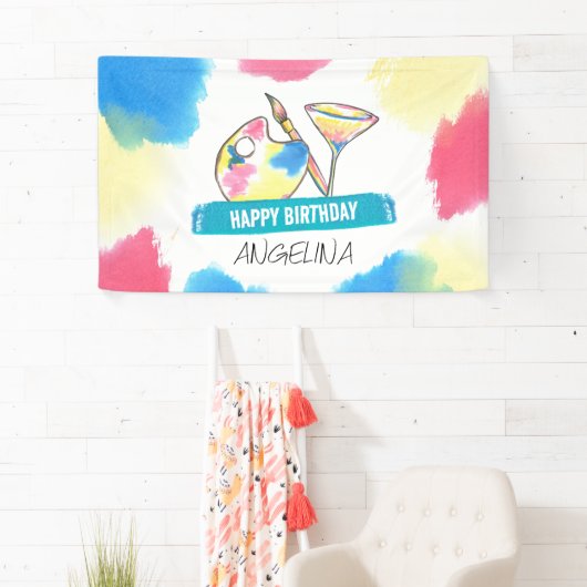 絵を描誕生日とワ絵を描インパーティー 横断幕 (インサイチュ)