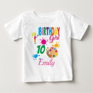 絵を描誕生日アート作成パーティーテーマカスタム ベビーTシャツ
