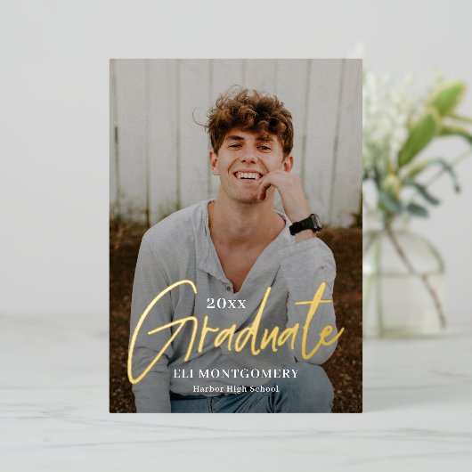 絵を描語箔卒業発表招待状 箔招待状 (立ち正面)