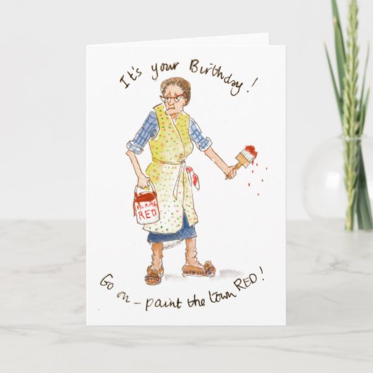 「絵を描赤の町！」 誕生日カード カード (正面)