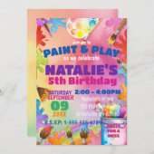 絵を描遊とキッズアート招待状パーティー誕生日 招待状 (正面/裏面)