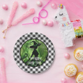 絵を描邪悪な良い魔女ブラックギンガムプレイド ペーパープレート (パーティー)