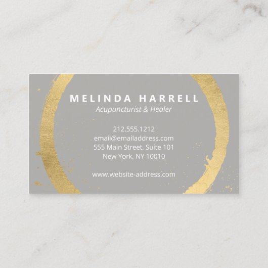 絵を描金ゴールドサークル鍼治療、ウェルネスグレー 名刺 (裏面)
