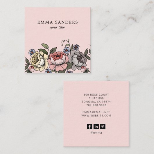 絵を描開花フローラ スクエア名刺 (正面/裏面)