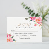 絵を描開花植物性フローラ結婚式RSVP 出欠カード (スタンド正面)