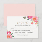 絵を描開花植物性フローラ結婚式RSVP 出欠カード (正面/裏面)