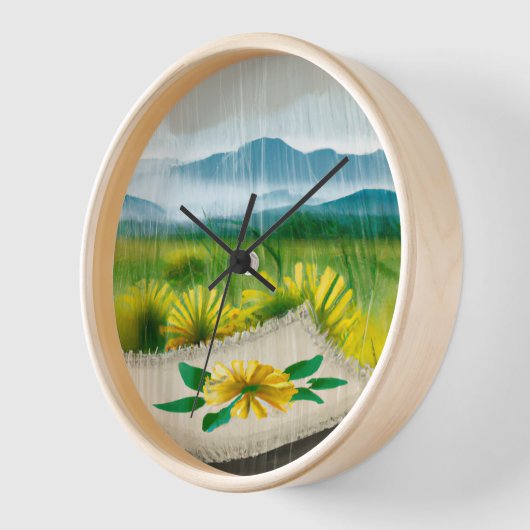 絵を描雨季 壁時計 (傾斜)