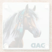 絵を描馬と先住民ビーズ ガラスコースター (裏面)