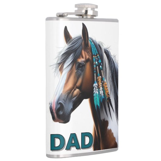 絵を描馬と先住民ビーズ フラスク (右)